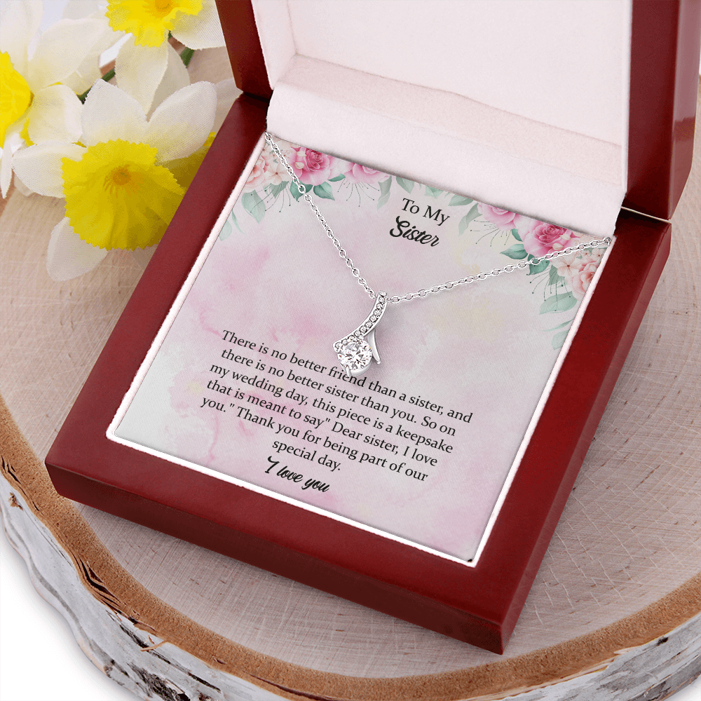 Sentimental Sister Wedding Necklace, Wedding Gift For Sister Ideas, Sister Wedding Day Gift, Sister Of The Bride Wedding Gift From Bride