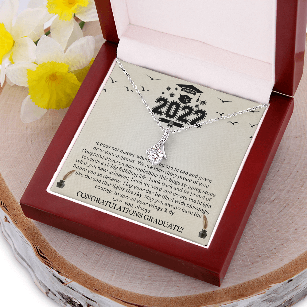 Class Of 2022 Graduation Alluring Beauty Necklace Gift For Daughter, No Walk Graduation Quarantine Gift For Her