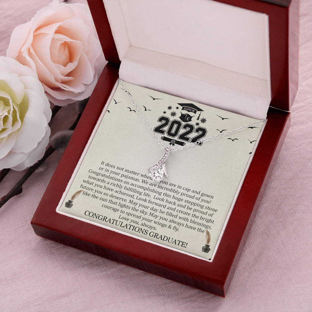 Class Of 2022 Graduation Alluring Beauty Necklace Gift For Daughter, No Walk Graduation Quarantine Gift For Her