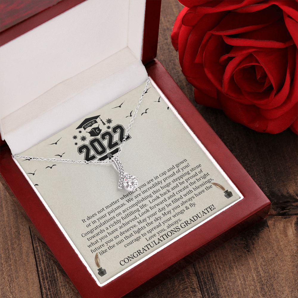 Class Of 2022 Graduation Alluring Beauty Necklace Gift For Daughter, No Walk Graduation Quarantine Gift For Her