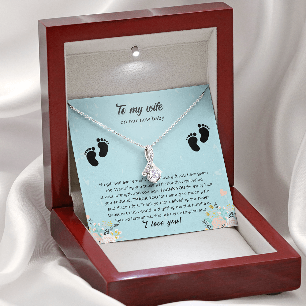 Push Present for Wife for New Baby, New Mom Alluring Beauty Necklace Gift from Husband