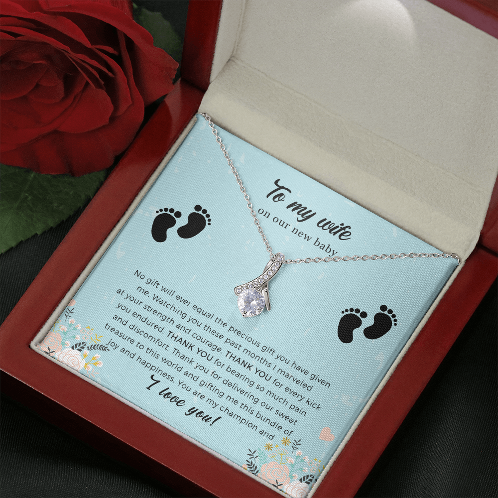 Push Present for Wife for New Baby, New Mom Alluring Beauty Necklace Gift from Husband