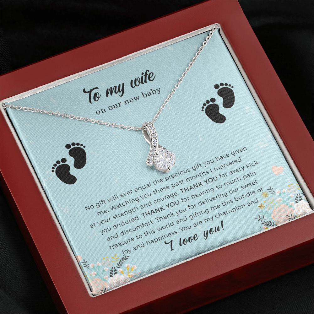 Push Present for Wife for New Baby, New Mom Alluring Beauty Necklace Gift from Husband