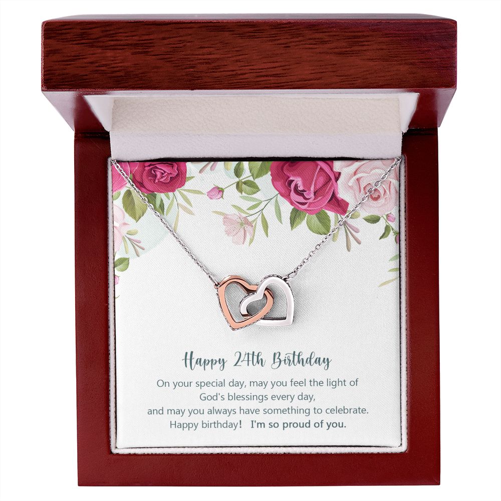Birthday Gifts for Girls Women Jewelry, Pendant Interlocking Hearts Necklace 23rd Birthday Gift for Girls, Daughter, Sister, Friend, Daughter with Message Card and Gift Box