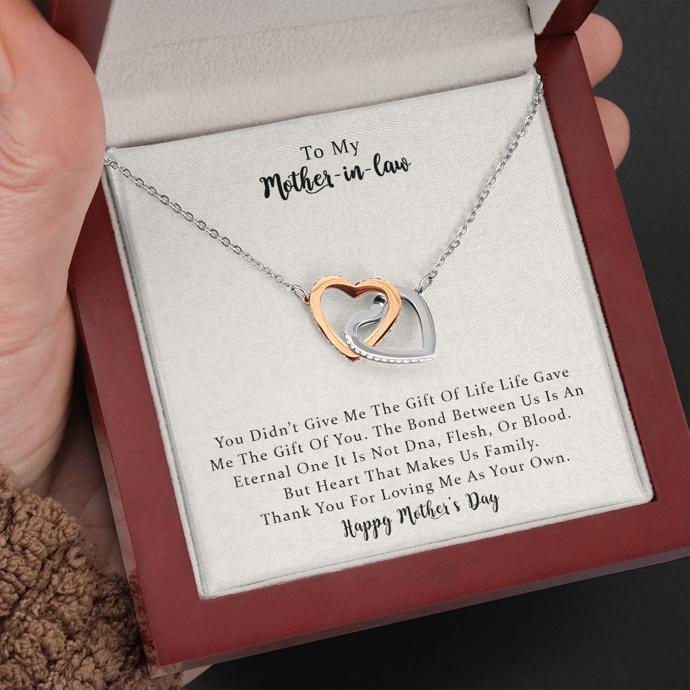 To My Mother In Law, Our Bond Is An Eternal One, Interlocking Heart Necklace For Mother-in-law