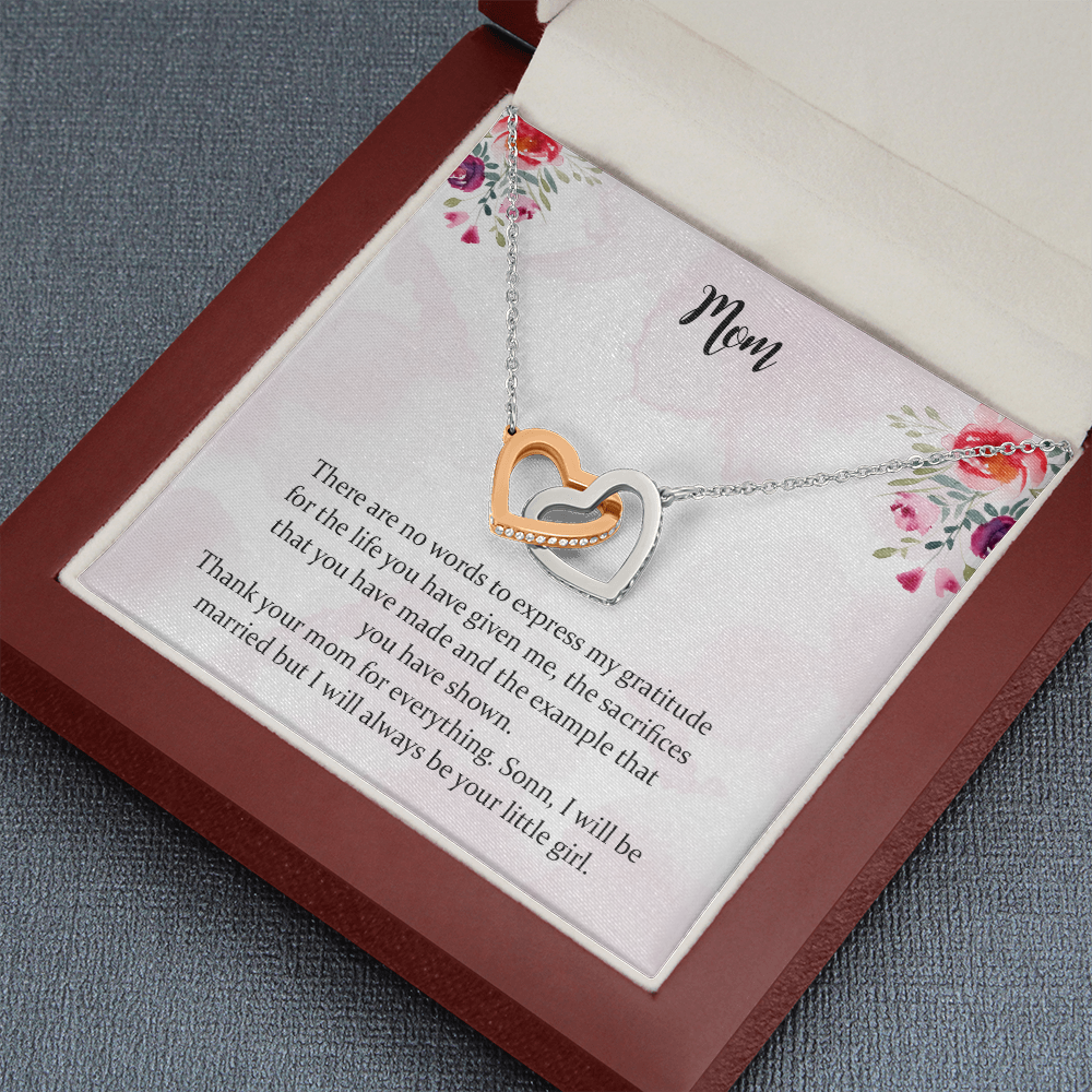 Mom Wedding Gift From Bride, Parents Wedding Interlocking Heart Necklace Gift