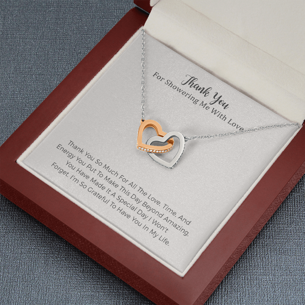 Baby Shower Hostess Gift Thank You Gift Hostess Gift Bridal Shower Host Necklace Gift Two Heart Necklace Gift Thank You Card Appreciation