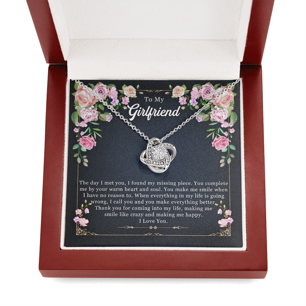 To My Beautiful Girlfriend Love Knot Necklace Gift