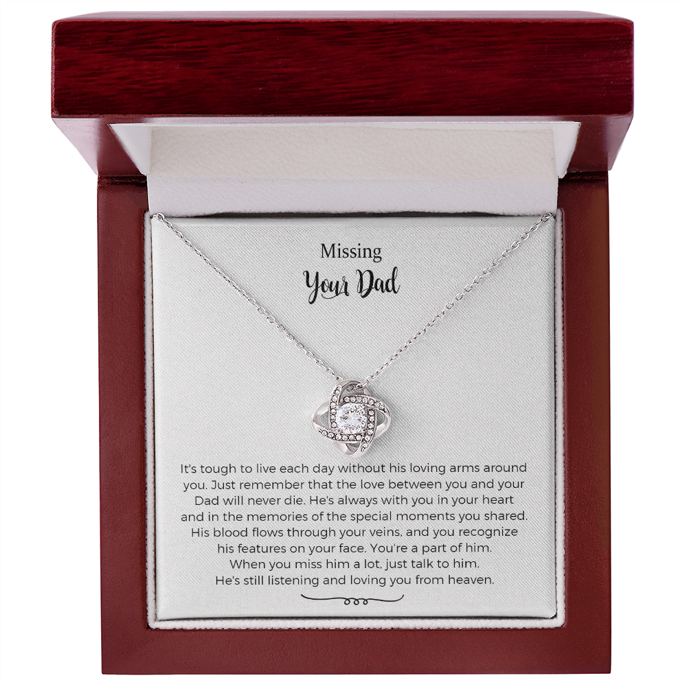 Gift For Woman Who Lost Her Dad Necklace and Condolence Message Card, Memorial Gift For Daughter