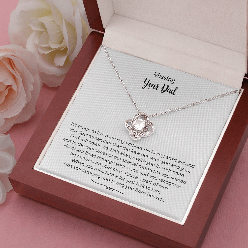 Gift For Woman Who Lost Her Dad Necklace and Condolence Message Card, Memorial Gift For Daughter