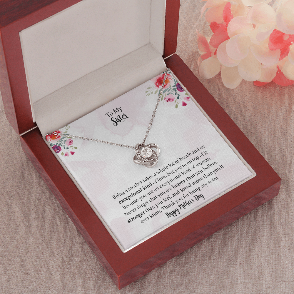 To My Sister Love Knot Necklace Gift，  Exceptional Kind Of Love, Mother Gift For Valentine's, Birthday, Anniversary For Mom