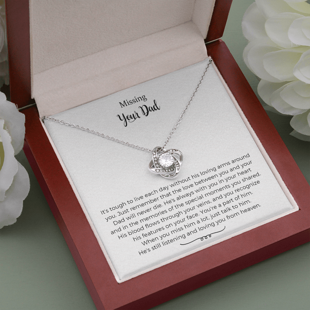 Gift For Woman Who Lost Her Dad Necklace and Condolence Message Card, Memorial Gift For Daughter