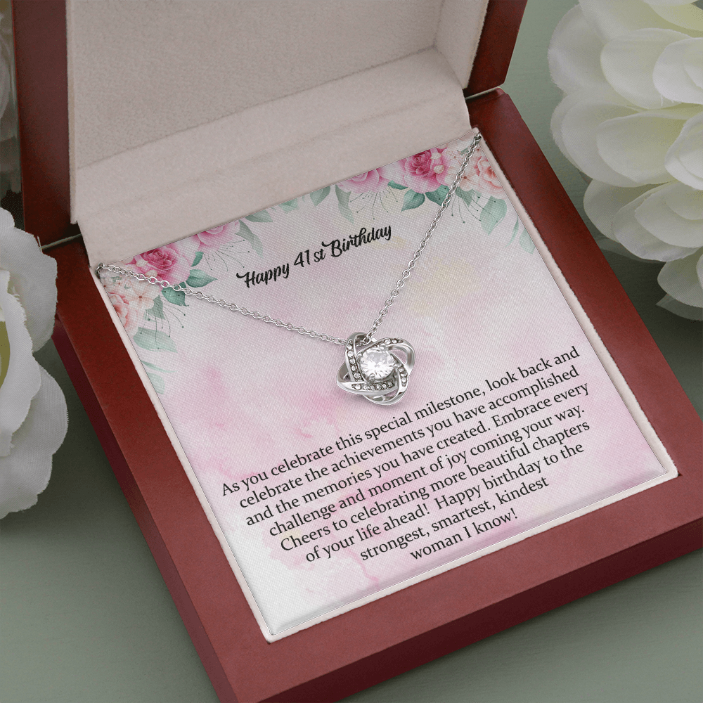 41st Birthday Gift Love Knot Necklace Birthday Gift for Her Sister Birthday Gift Daughters Birthday Wife's Birthday Happy 41st Birthday