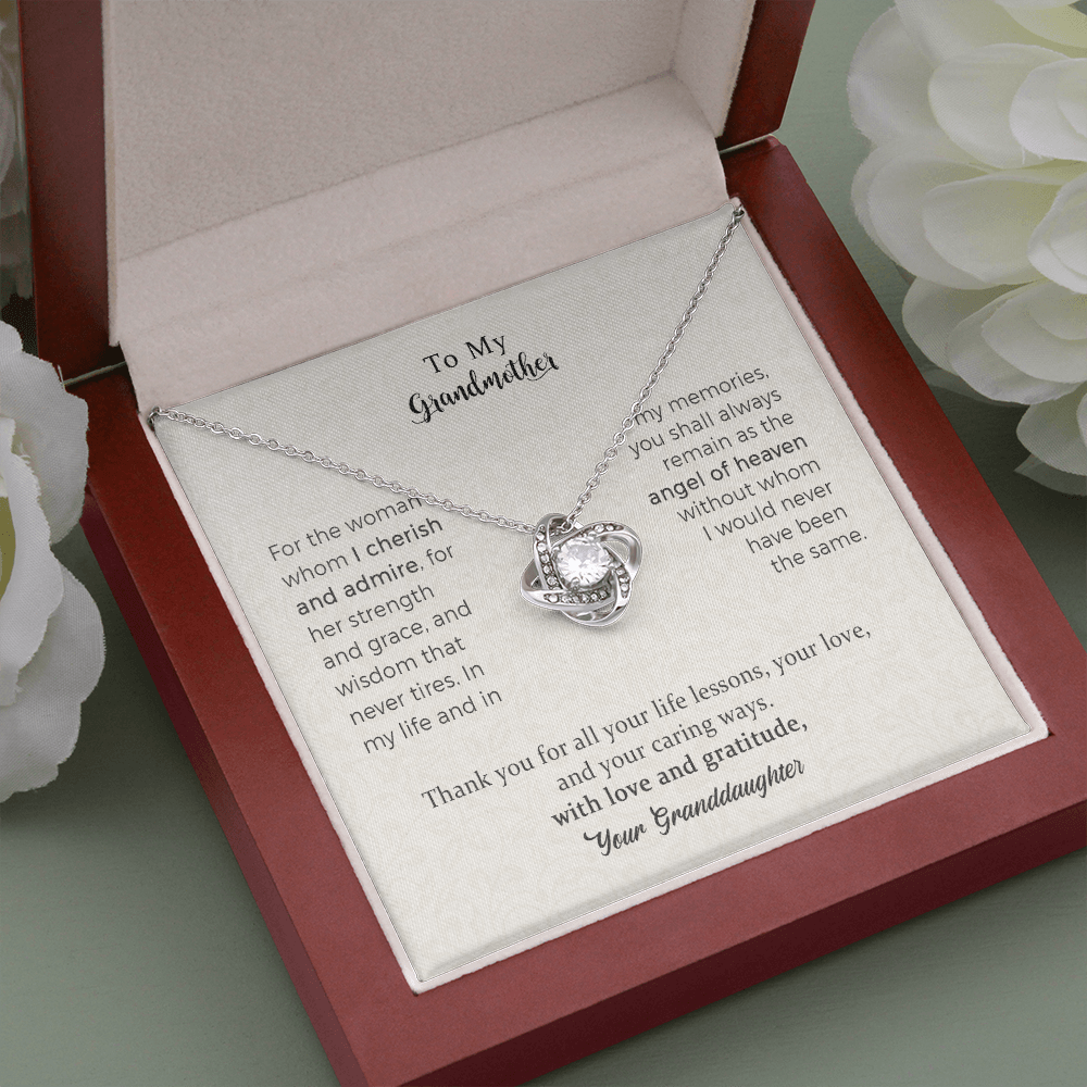 To my Darling Grandmother, Thank you for all Love Knot Necklace For Grandmother From Grandchild, Mom Necklaces For Women, Birthday Gift Ideas, Mother's Day Jewelry For Her
