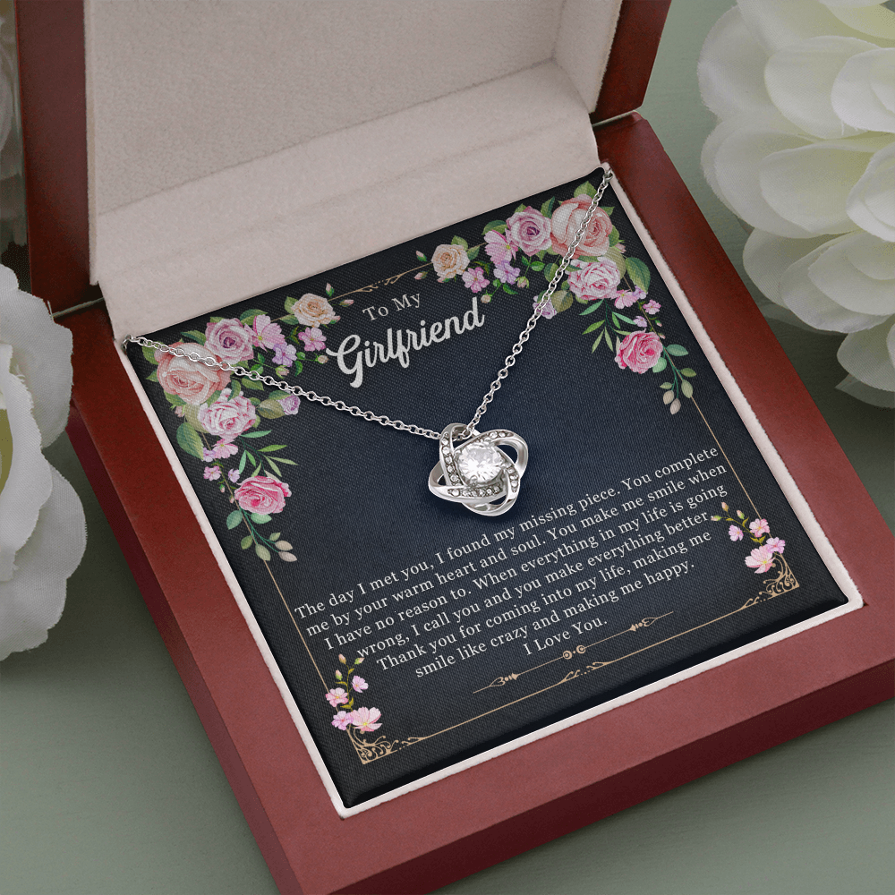 To My Beautiful Girlfriend Love Knot Necklace Gift