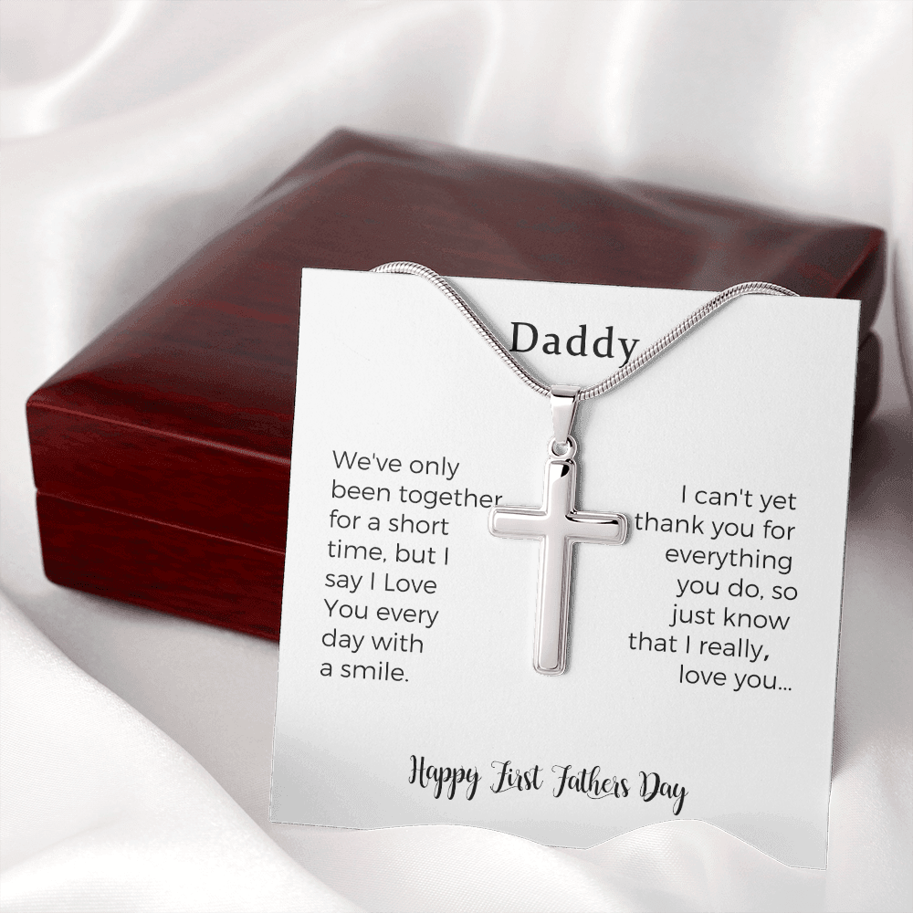 First Fathers Day Cross Necklace Gift From Baby, First Time Dad Gift, Gift For Dad From Baby, First Fathers Day Gift Ideas