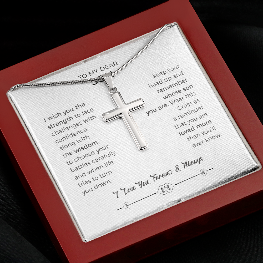 To My Son, Remember Whose Son You Are, Cross Necklace