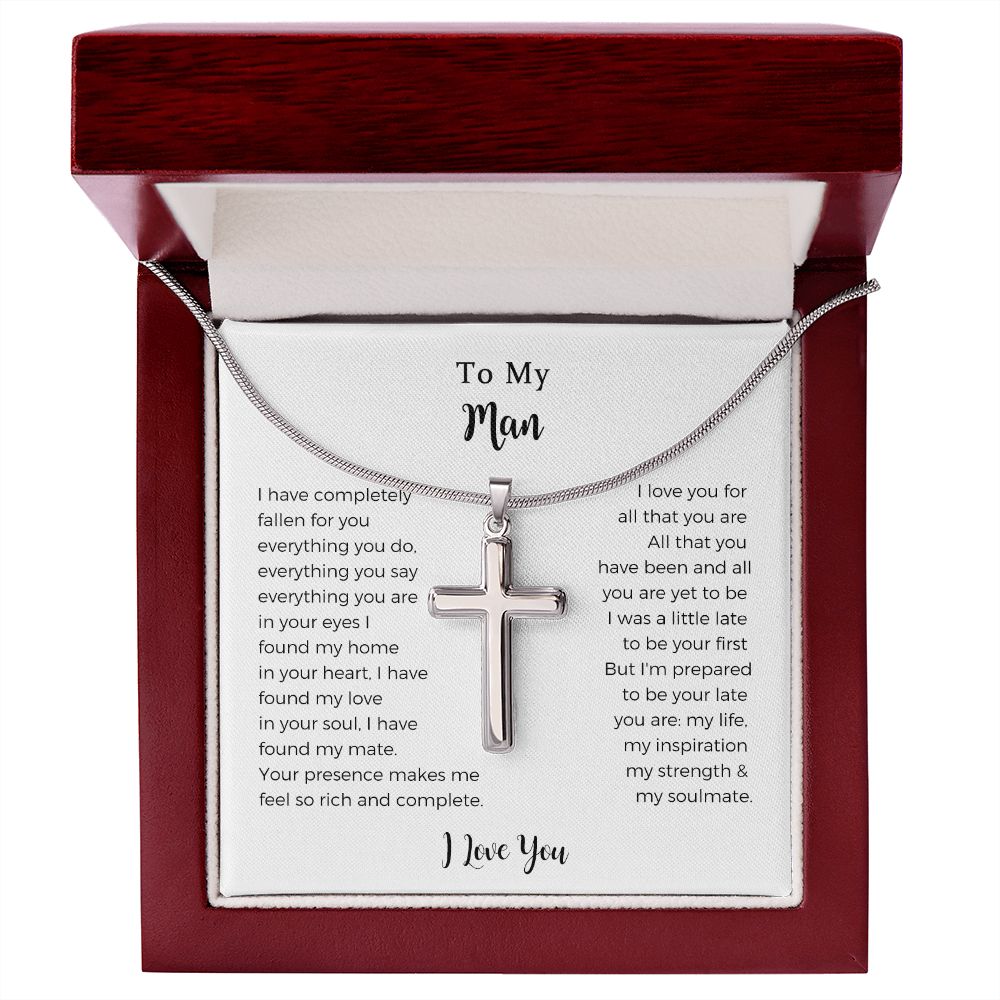Birthday Gifts Stainless Steel Cross Necklace For Men Son Husband Boyfriend Dad Friends