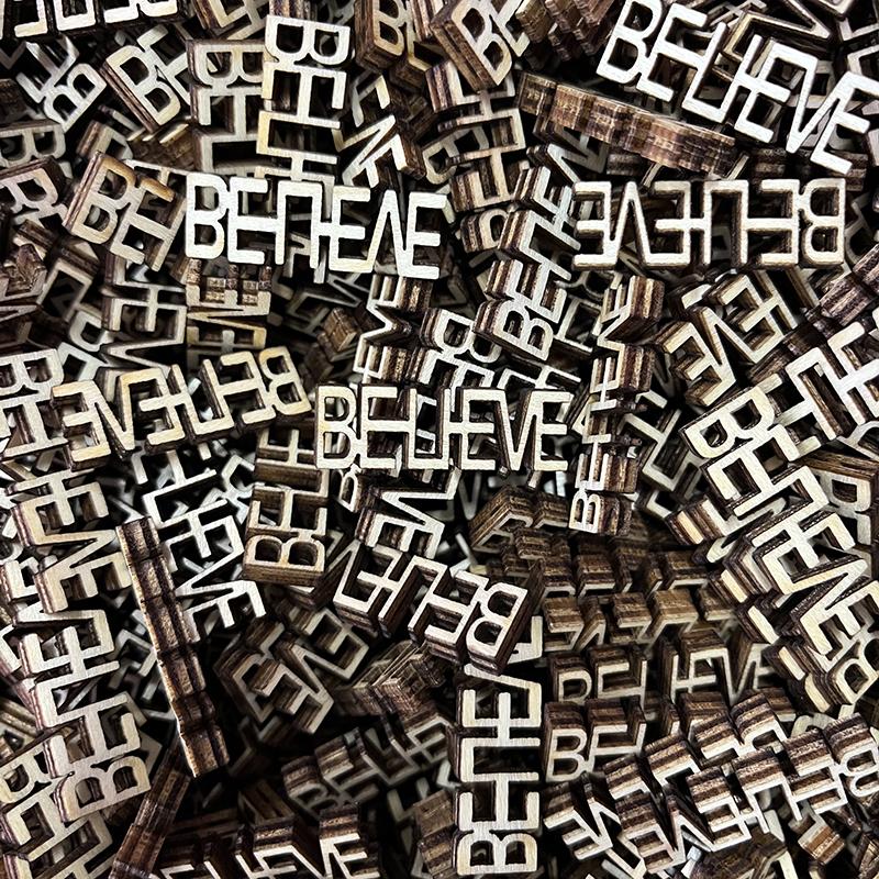 BELIEVE wooden cutouts 140 per pack
