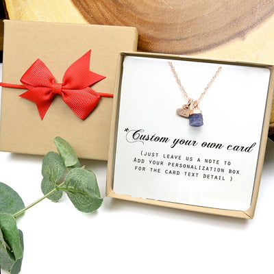Personalized January February Birthstone Garnet Birthday Gift Boxes Gift For Women Mom Kids, Custom Initial Raw Crystals Necklace