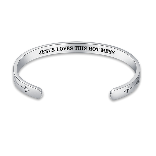 "Jesus loves this hot mess" inner engraved bracelet