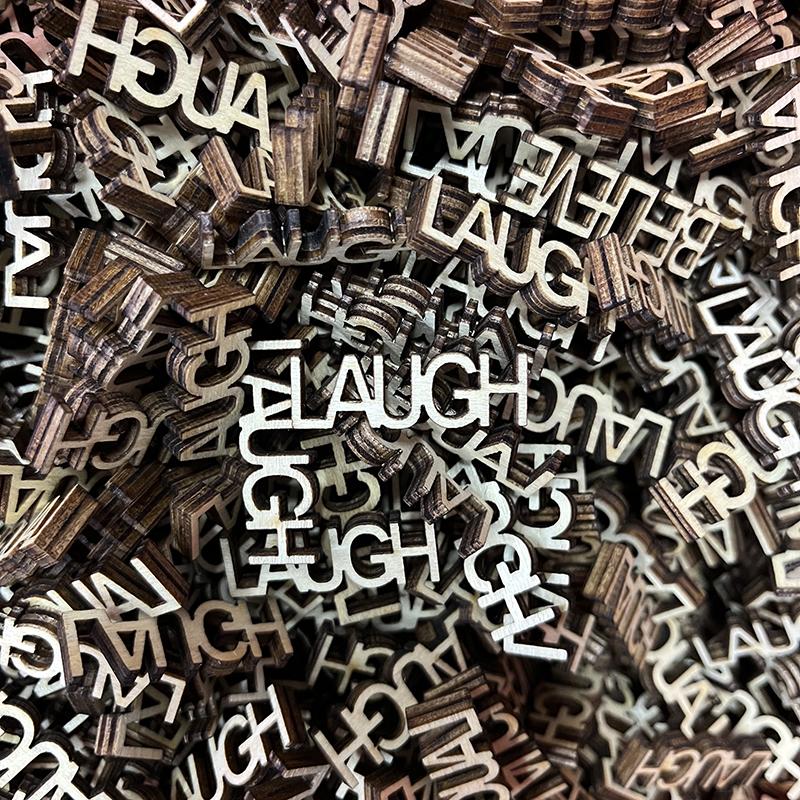 LAUGH wooden cutouts 140 per pack