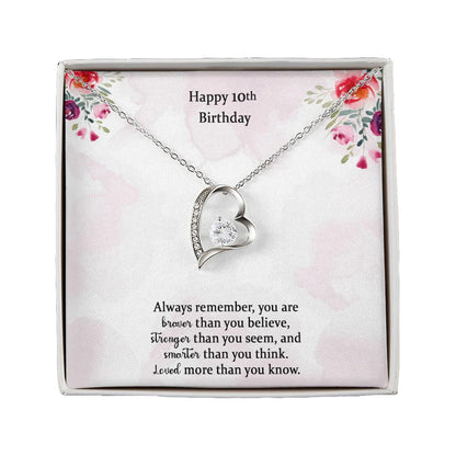 Happy 10th Birthday Personalized Necklace With Message Card, Gift For 10 Years Old Daughter Girl, 10th Birthday Necklace